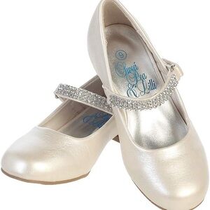 Swea Pea & Lilli girls formal Mary Janes Pearl White Rhinestones Excellent 1